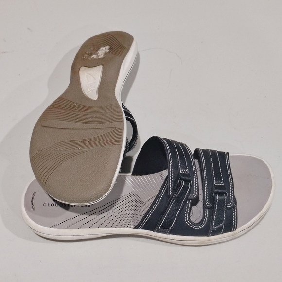 Clarks Cloudstepper Breeze Black and White Slide Sandals Size 11M - Picture 10 of 13